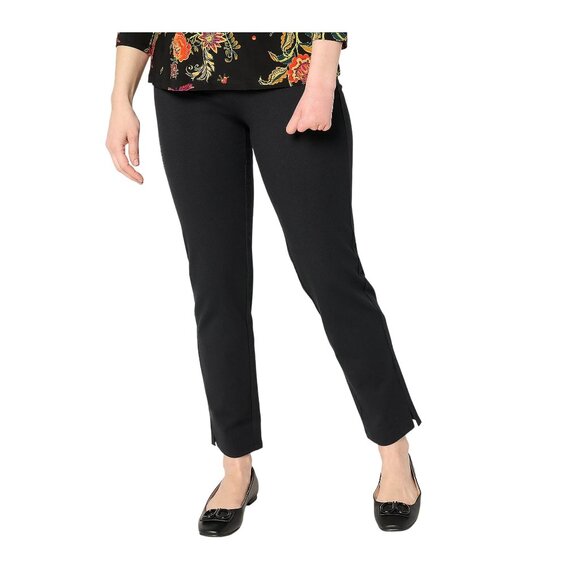 Women with Control Pants Size XL Tummy Control Petite 86/14 Straight Leg Black - Picture 1 of 8